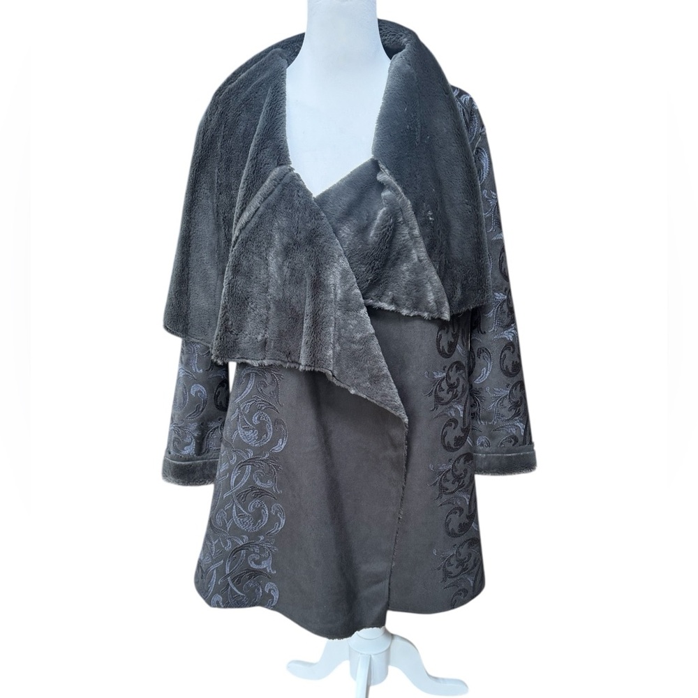 Johnny Was Biya Grey Faux Fur jacket size S